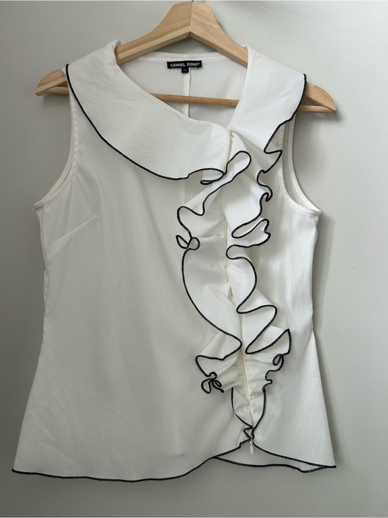 Samuel Dong Tops - Samuel Dong Sleeveless Ruffle Blouse